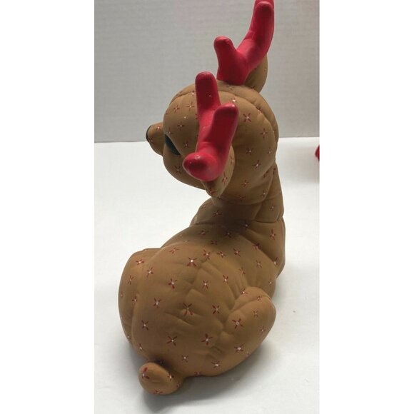 Vintage Kimple Mold Christmas Ceramic Reindeer Figurines Quilted Hand Painted - Picture 5 of 13